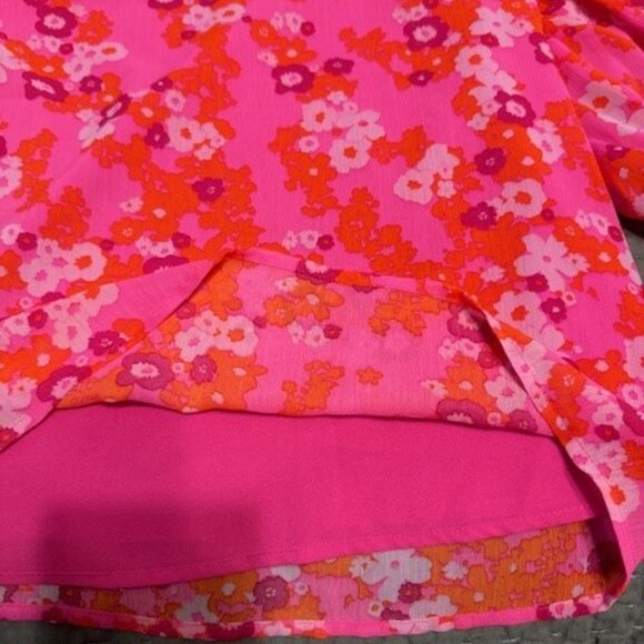Mod Boutique - Sugar Lips Pink and Orange Split Neck Blouse - XS - Picture 4 of 5